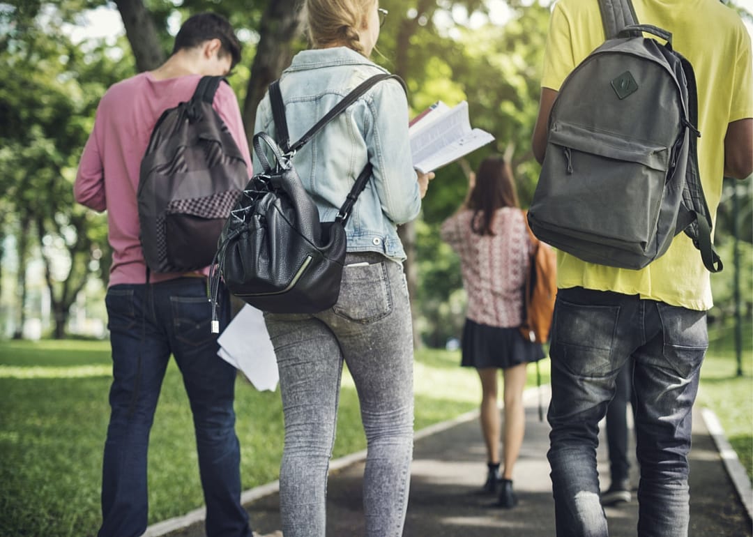 Students walking.