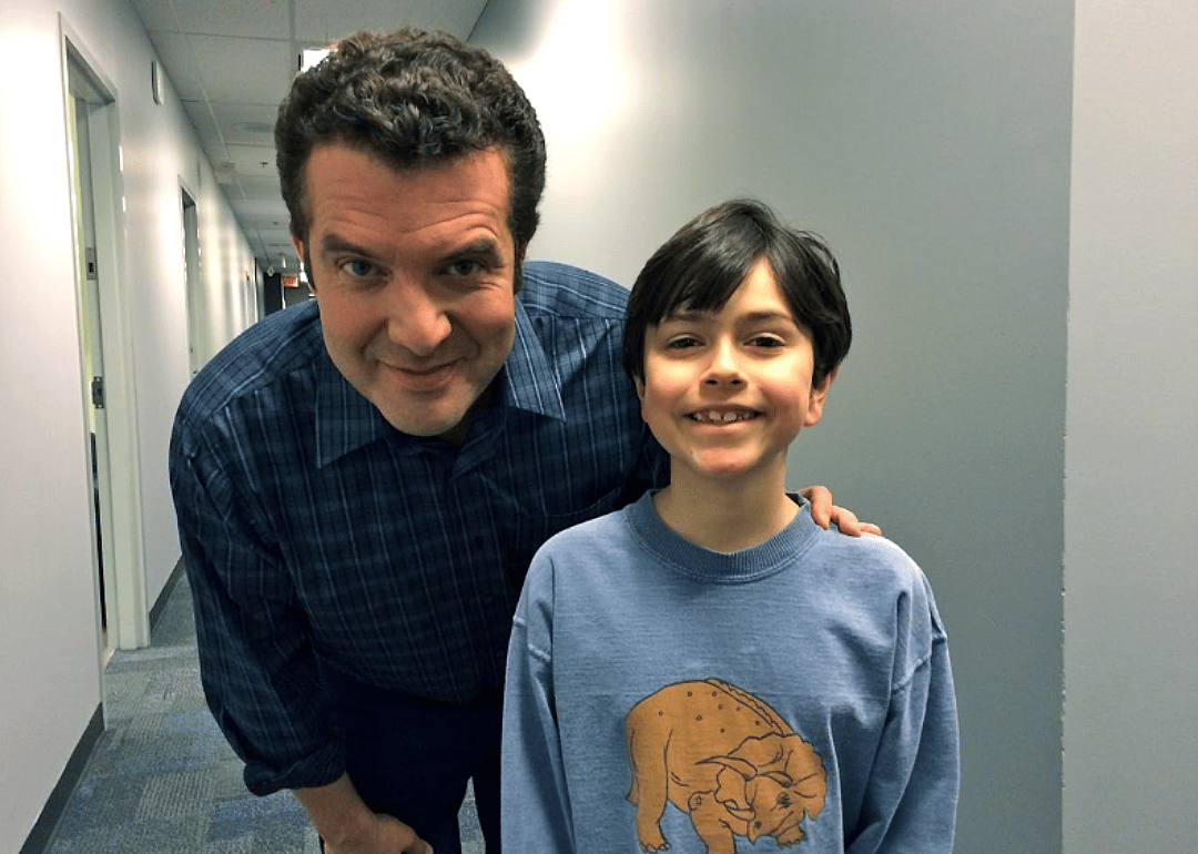 Rick Mercer and Samuel Faraci on the set of the show.