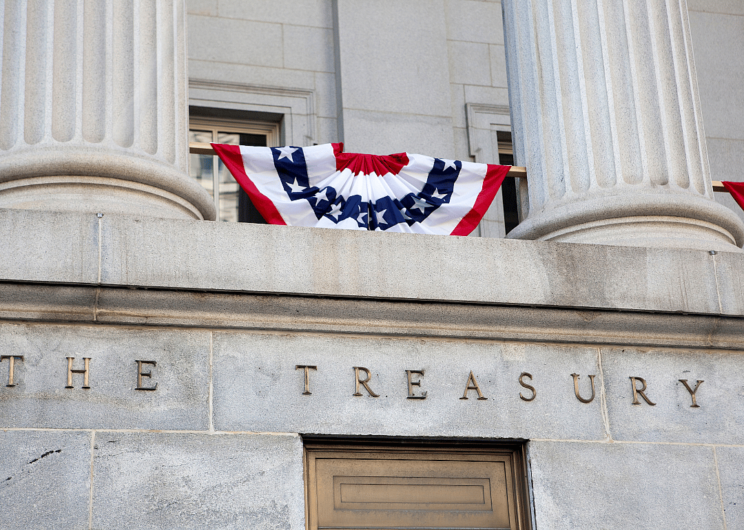 The neoclassical-style Treasury building.