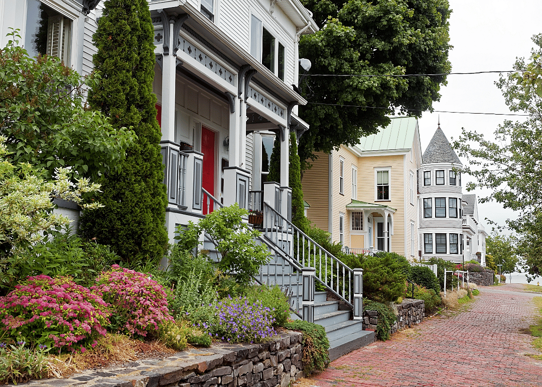 A residential neighborhood block in Portland, Maine.