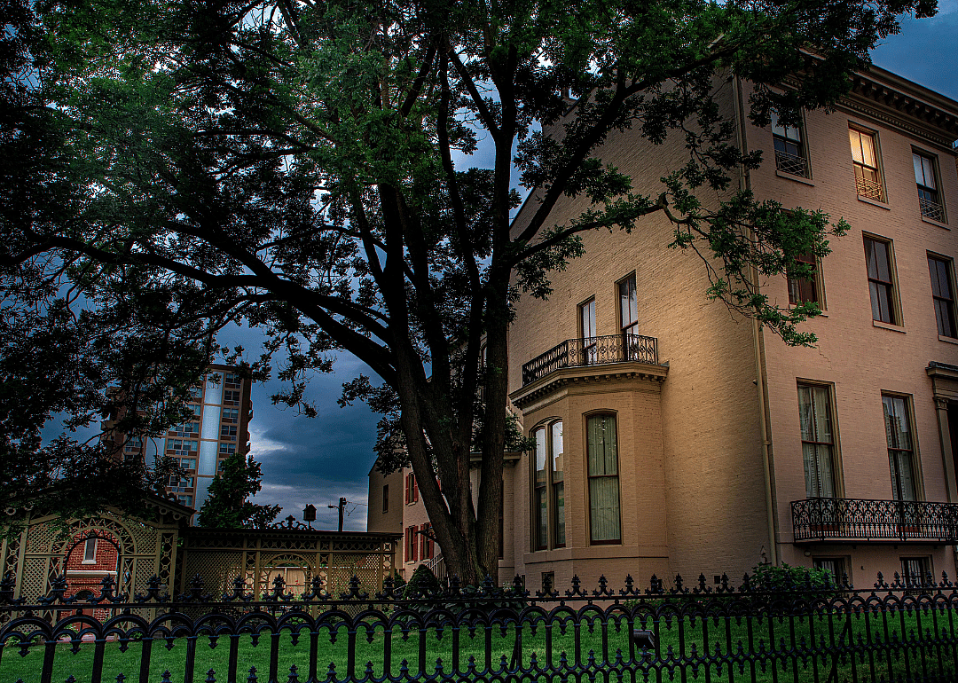 The Campbell House Museum at night in downtown St. Louis.
