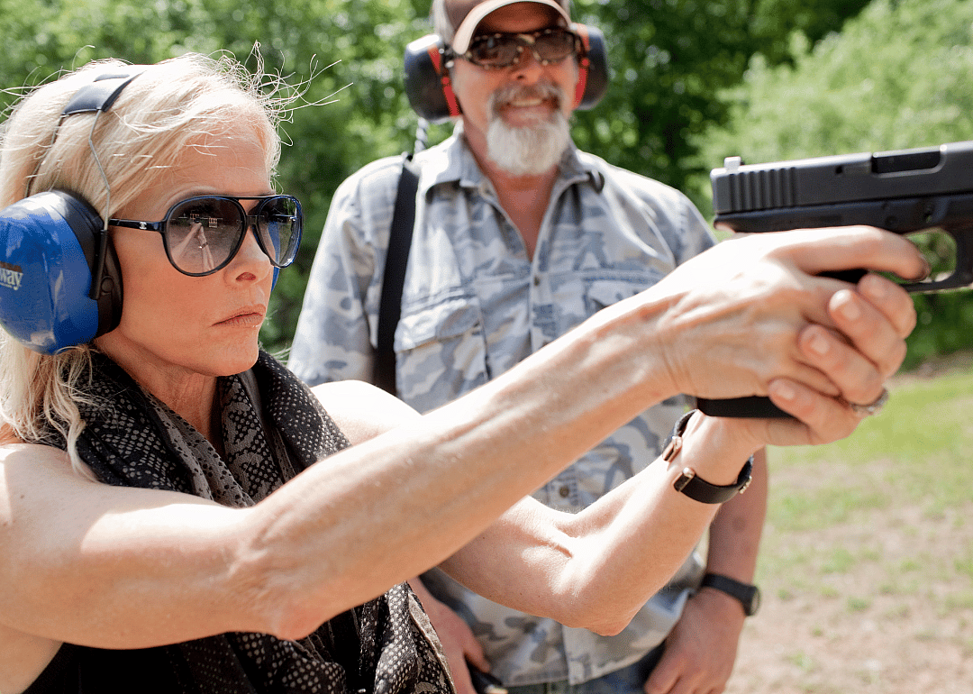 Ted and his wife Shemane Nugent shooting guns on their 1,200 acre ranch in Concord.