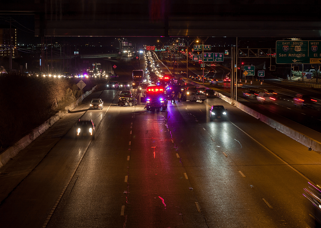 Traffic in San Antonio, Texas, due to a car accident