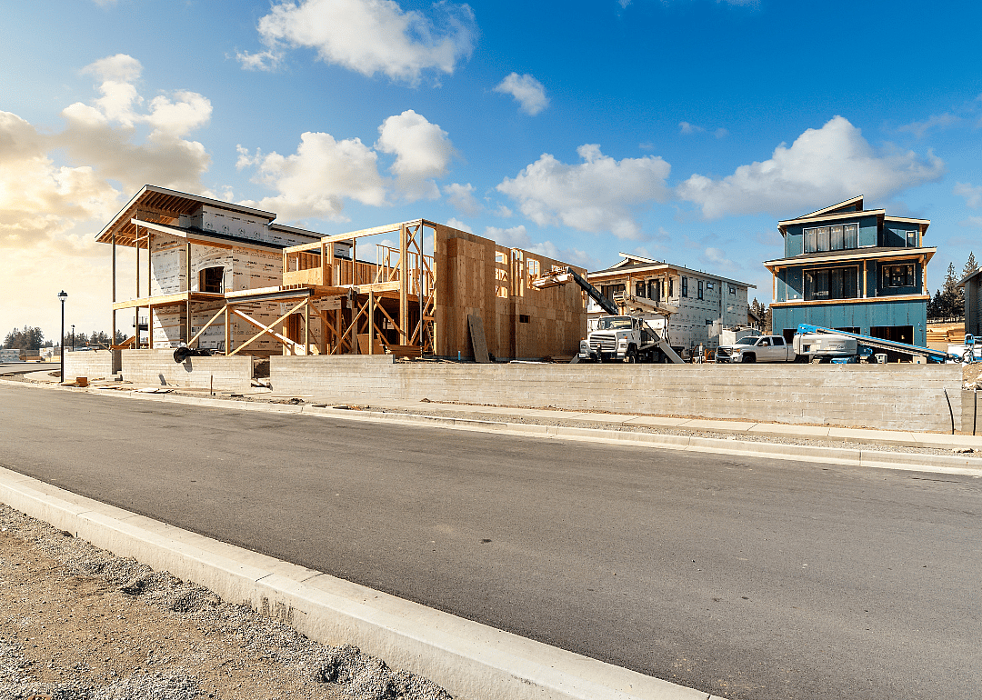 A new development waterfront community of luxury homes and condos under construction along the banks of the Spokane River in Coeur d'Alene.