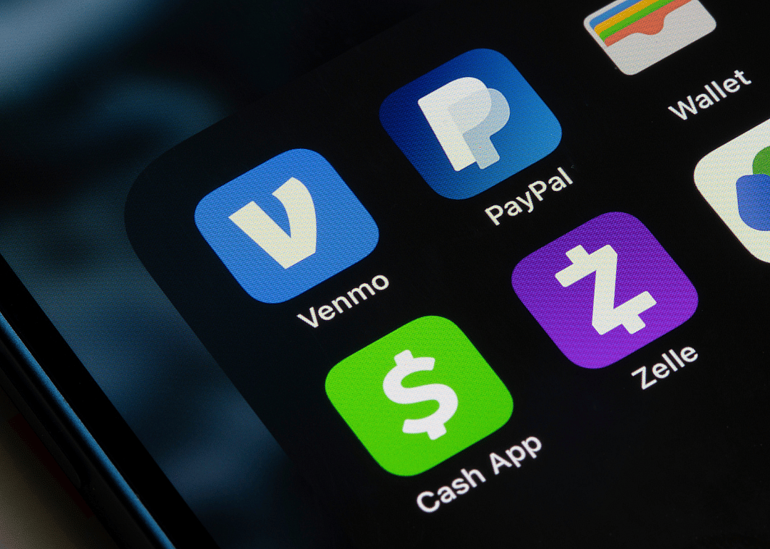 Venmo, PayPal, Cash App, and Zelle app icons as seen on an iPhone.