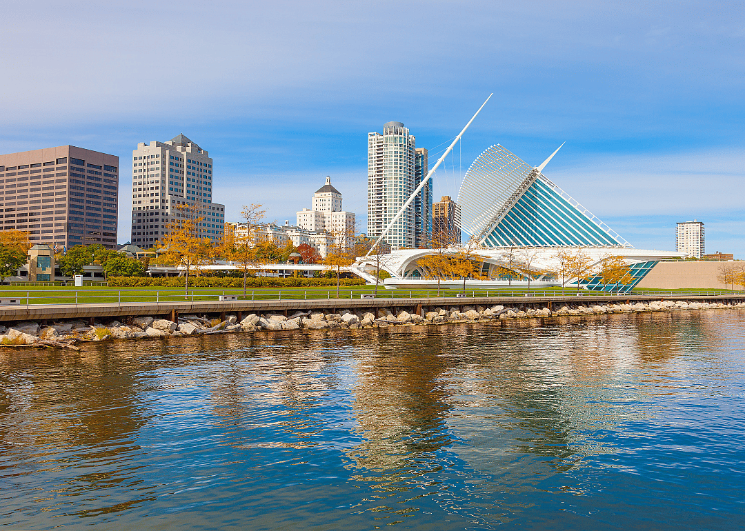 Milwaukee's skyline as seen from across the river.