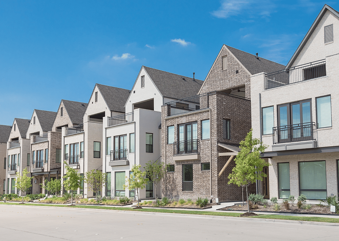 A development of three-story, single-family homes in Richardson, North Dallas.