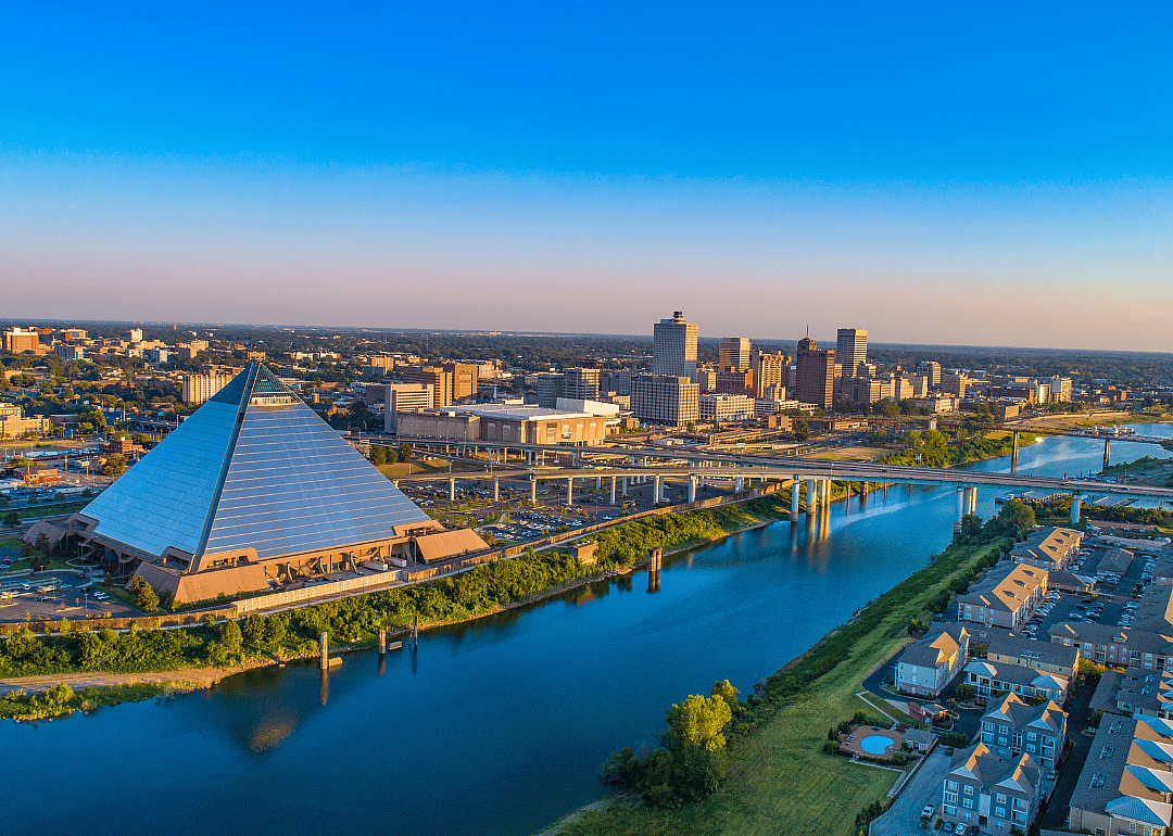 An aerial view of downtown Memphis' skyline.