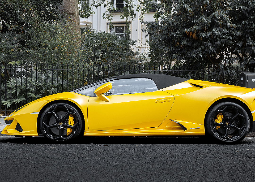 The Lamborghini Huracan Evo Spyder in Knightsbridge, London.
