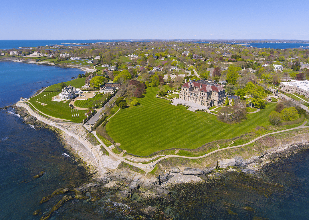 Aerial view the Breakers and Cliff Walk in Newport.