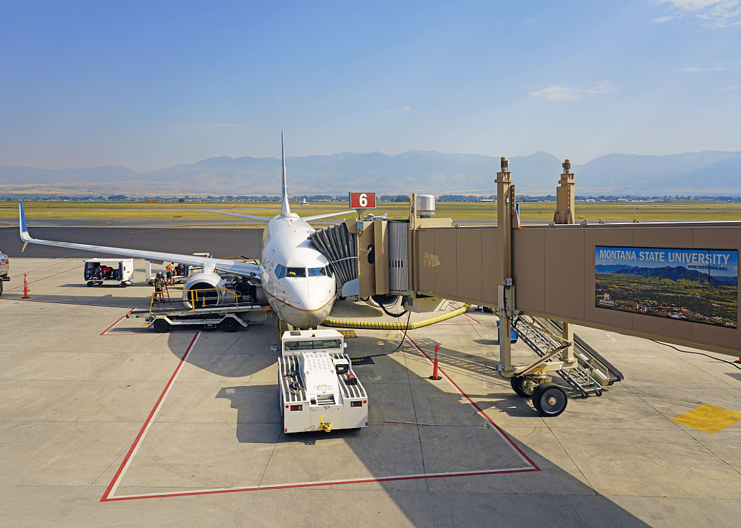 A plane at the Bozeman Yellowstone International Airport.