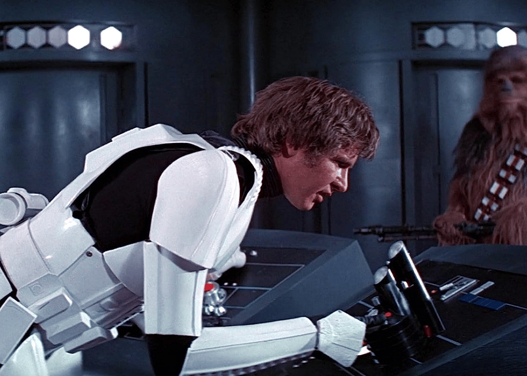 Harrison Ford and Peter Mayhew in Star Wars: Episode IV - A New Hope.