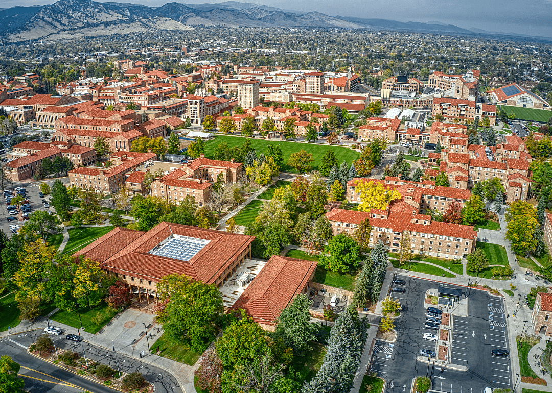 An aerial view of the University of Colorado in Boulder.