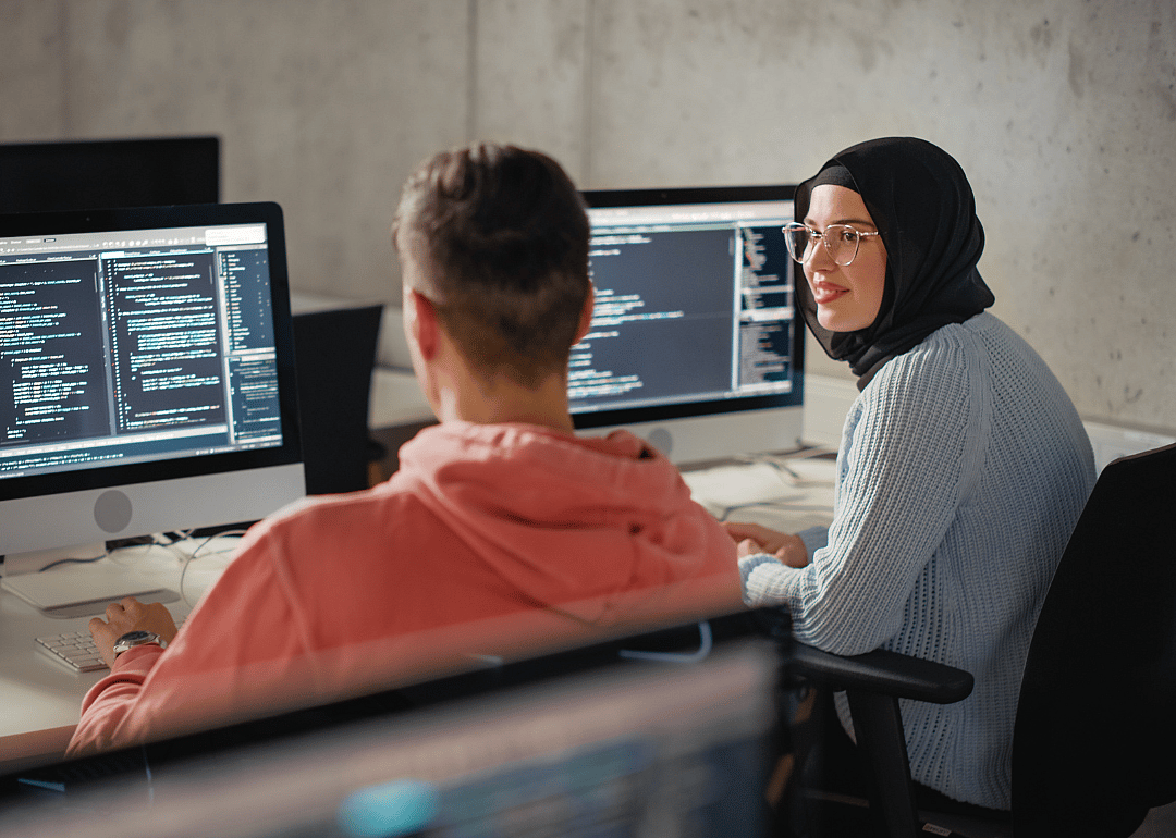 Students coding in a career-focused class