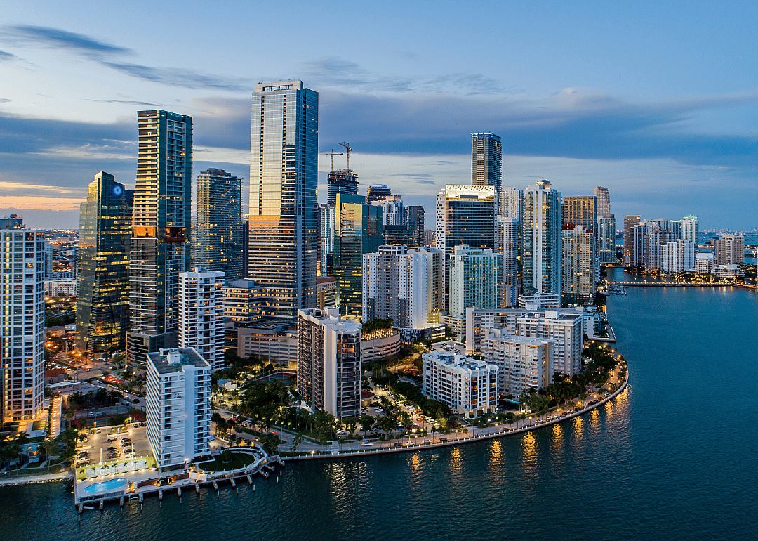 Downtown Miami, Florida, at night.