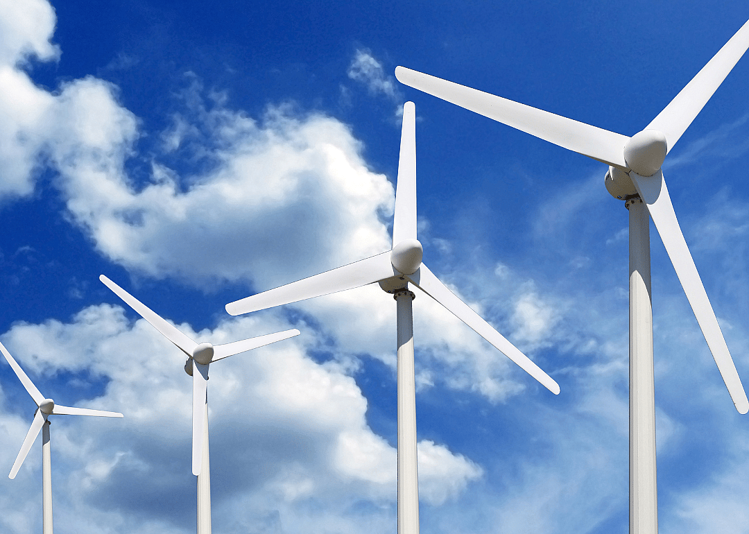 Four wind turbines in a row