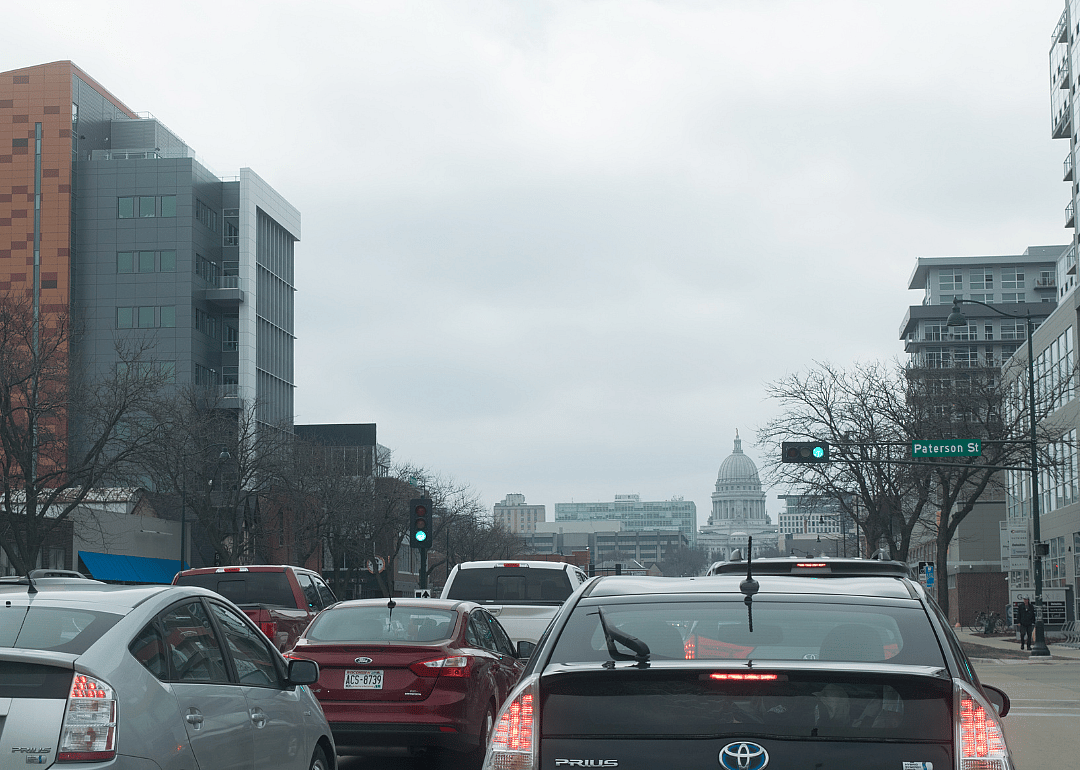 Cars driving in Madison, Wisconsin