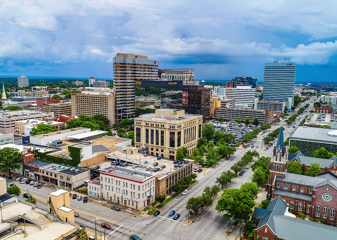 An aerial view of downtown Columbia.