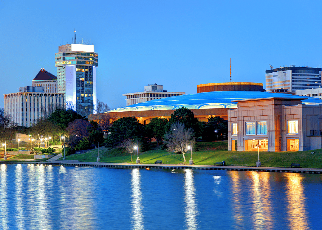 A view of modrn buildings in Wichita.