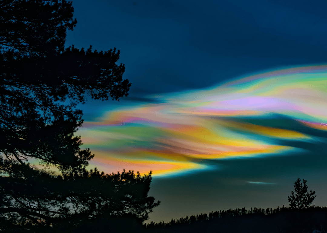 Mother-of-pearl clouds at night.