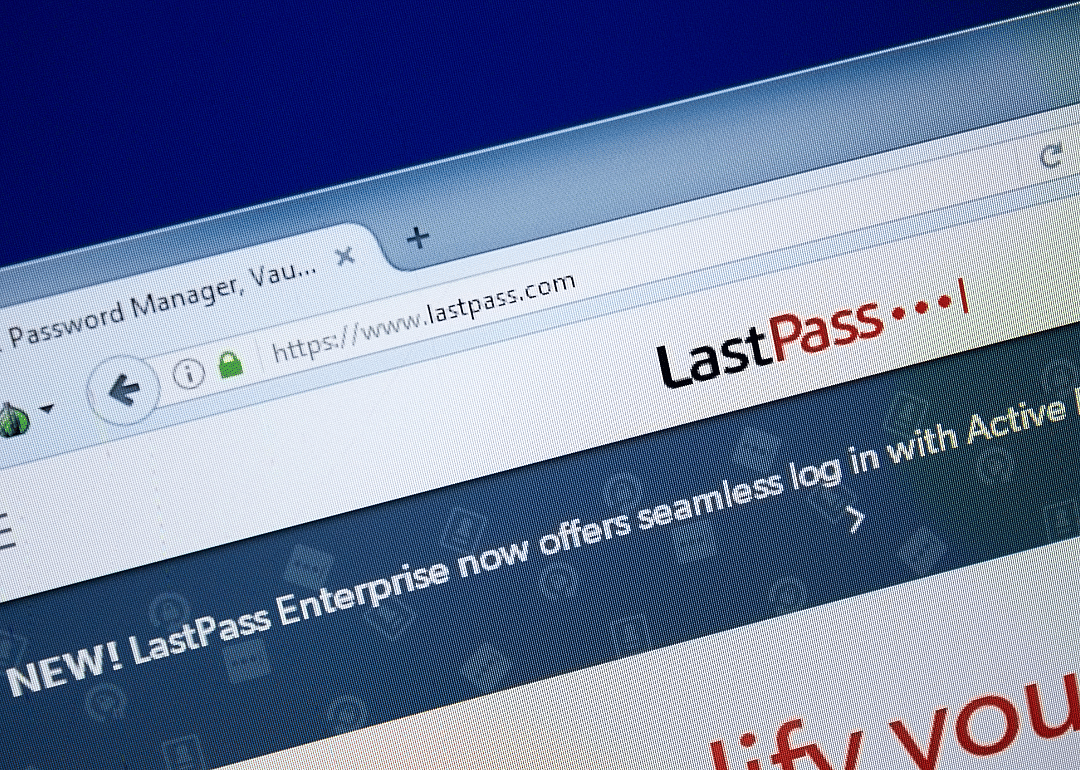 The homepage of LastPass' website as displayed on a PC