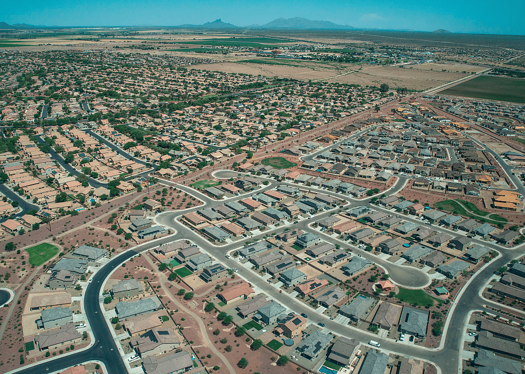 An aerial view of the Gladden Farms subdivision in the Sonoran Desert.