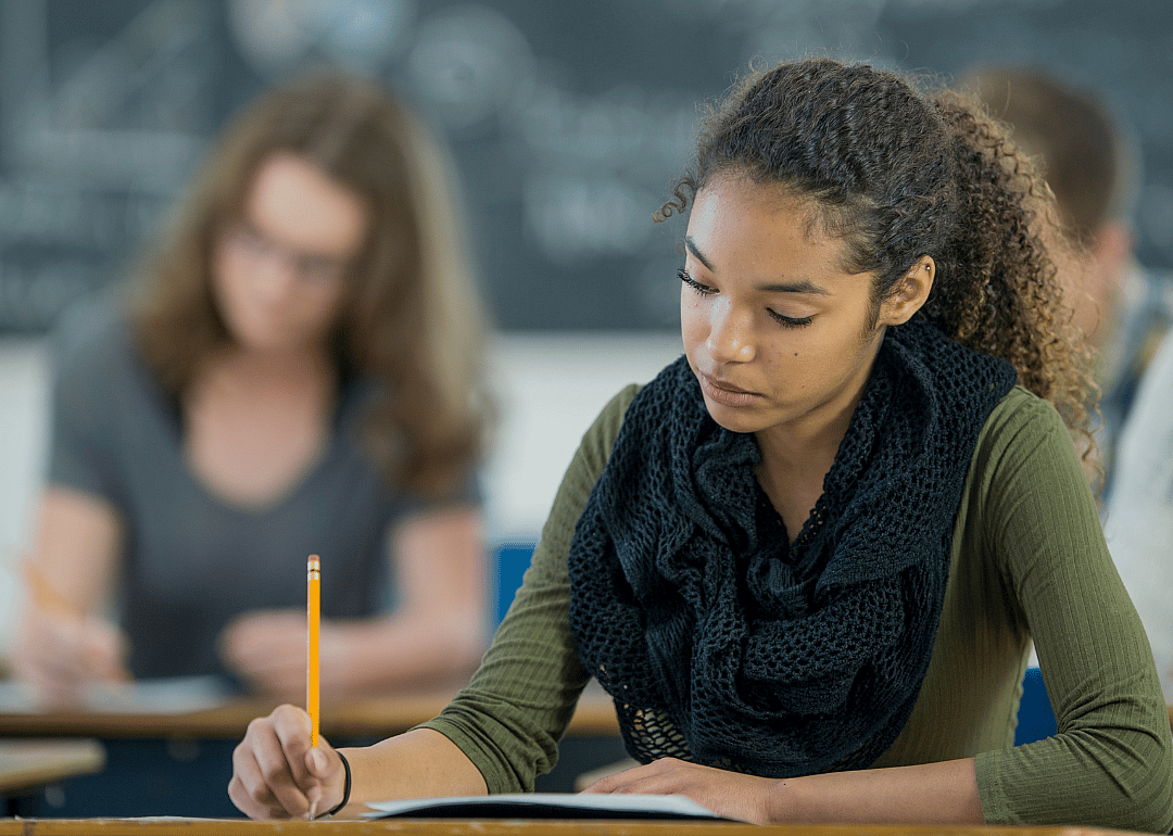 A student taking an exam