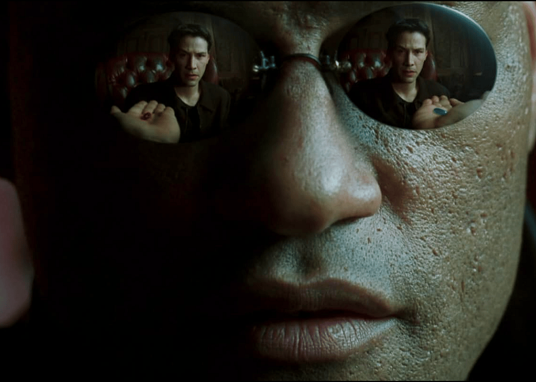 Keanu Reeves and Laurence Fishburne in The Matrix.