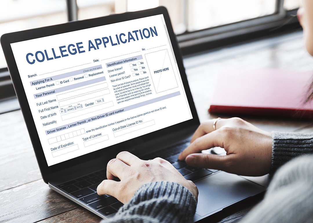 A student at their computer completing a college application