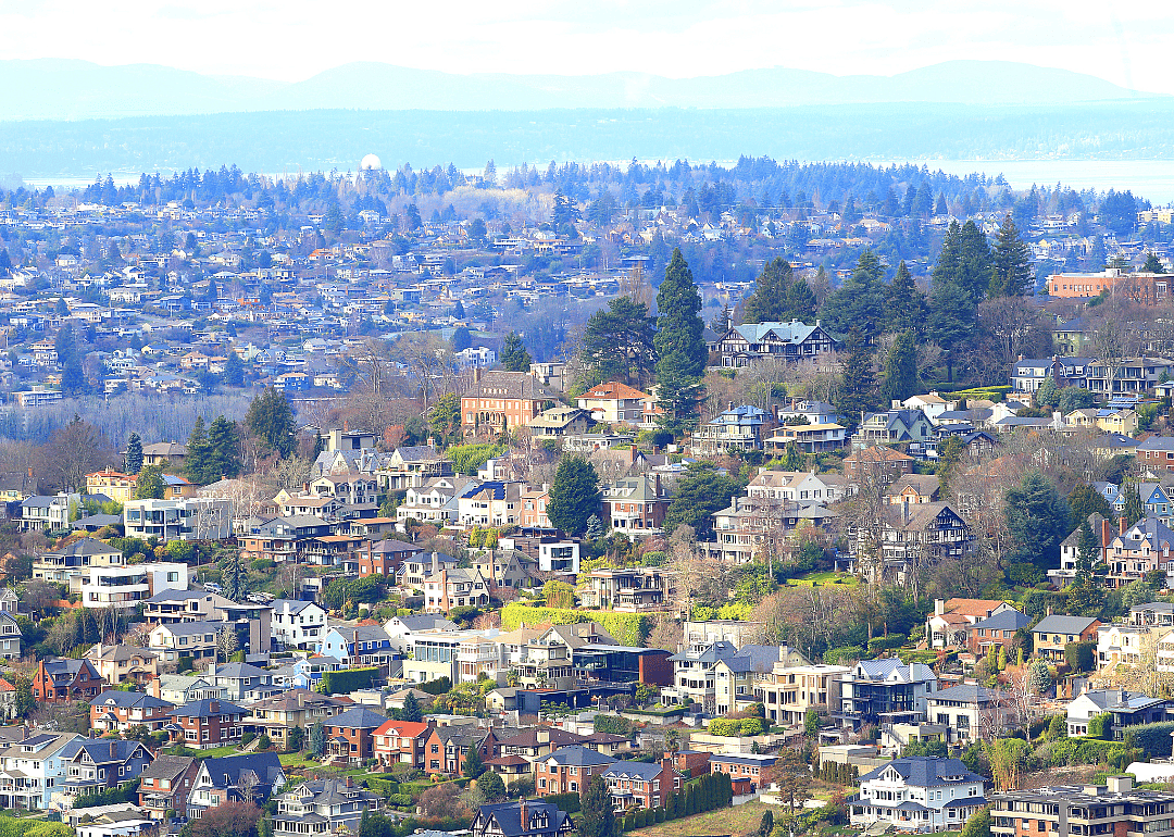 An aerial view of a suburban Seattle neighborhood.