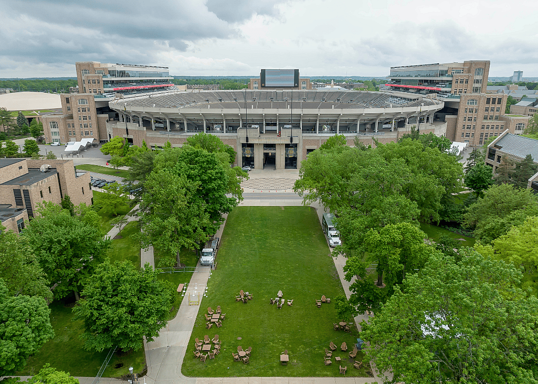An aerial view of Notre Dame Stadium in May 2002.
