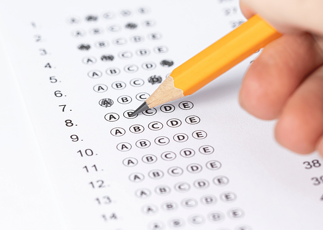 An answer sheet for a multiple choice test.