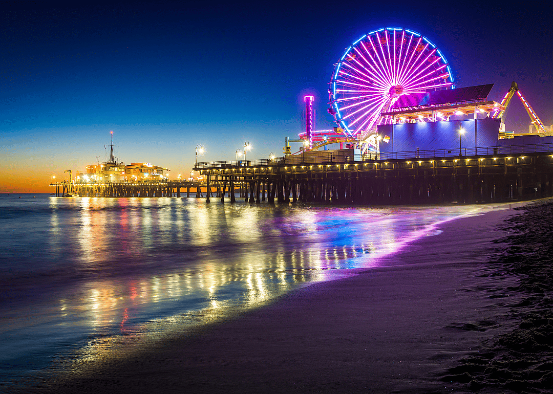 The Santa Monica Pier at night