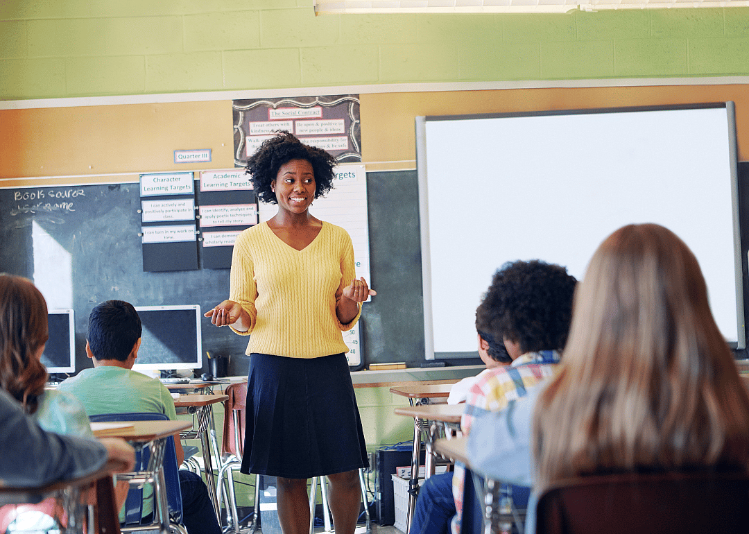 A teacher leading a classroom discussion.