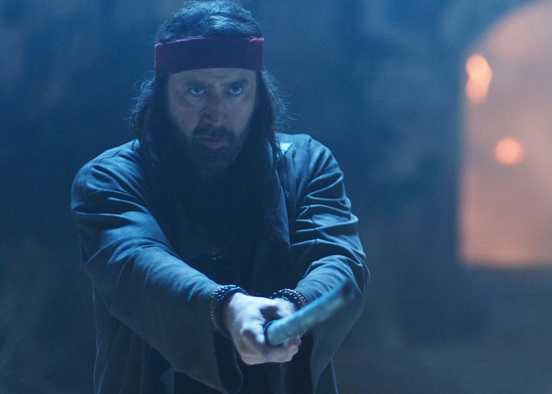 Nicolas Cage holding a sword in Jiu Jitsu