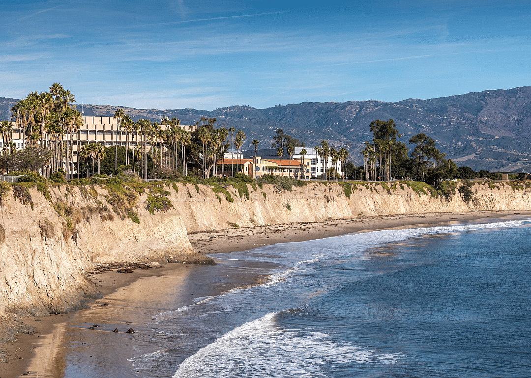 Beachfront beige cliffs in Goleta, California