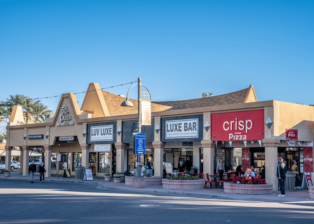 Store fronts in Old Town Scottsdale, the historic part of town.