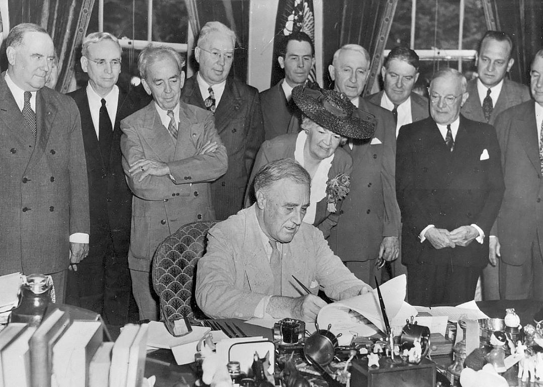 President Franklin Roosevelt signing the GI Bill of Rights