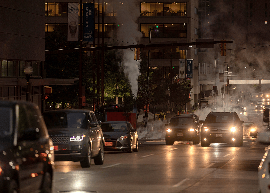 Late evening traffic in Downtown Baltimore