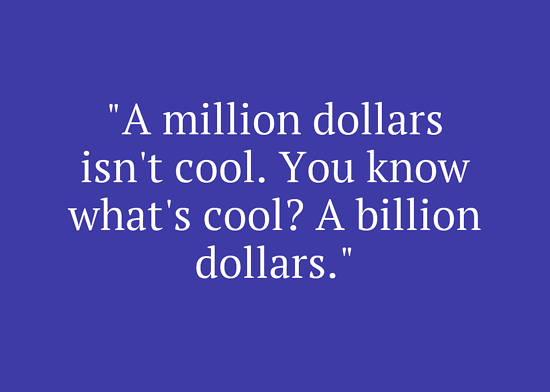 Movie quote against purple background.