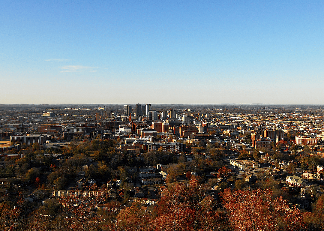 Aerial view of Birmingham, Alabama. Fairfield is a part of the Birmingham metro.