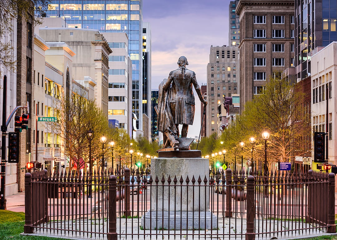 A statue of George Washington at the capitol in Raleigh.