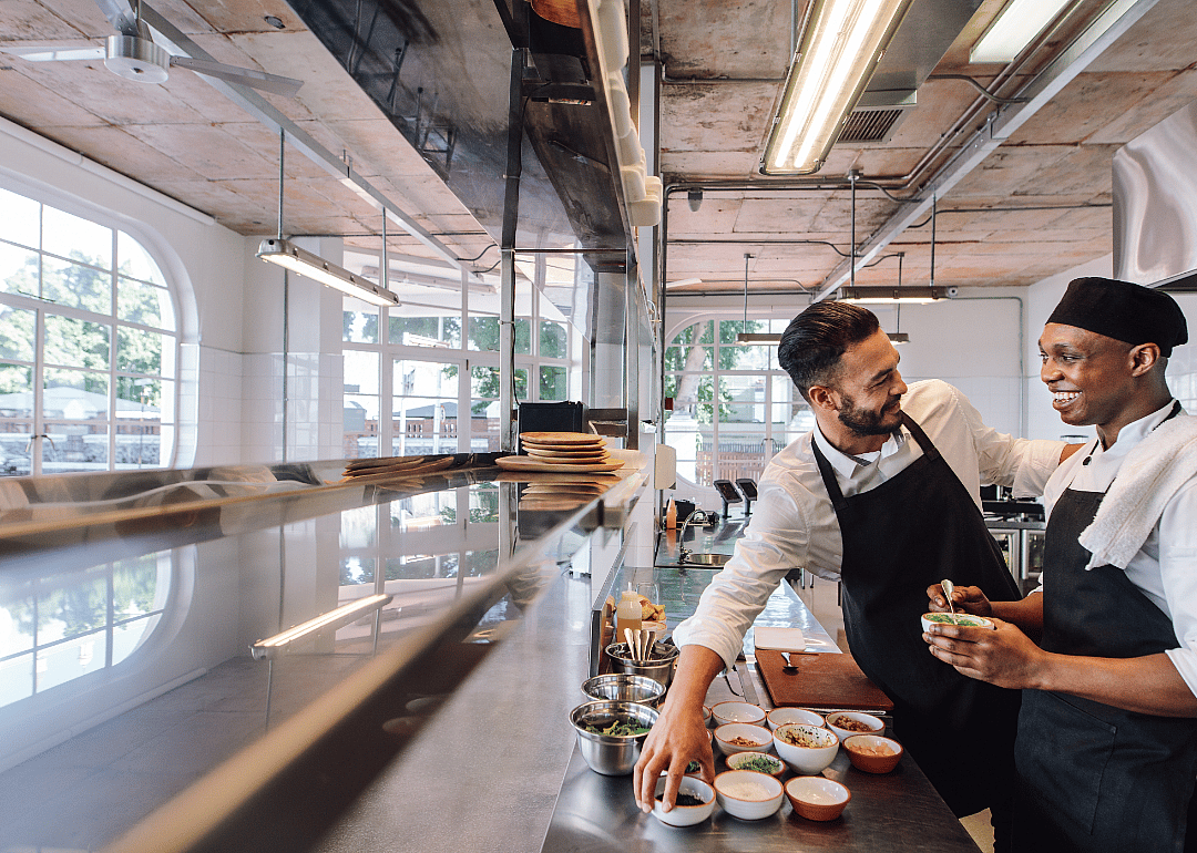 Food prep workers at a restaurant