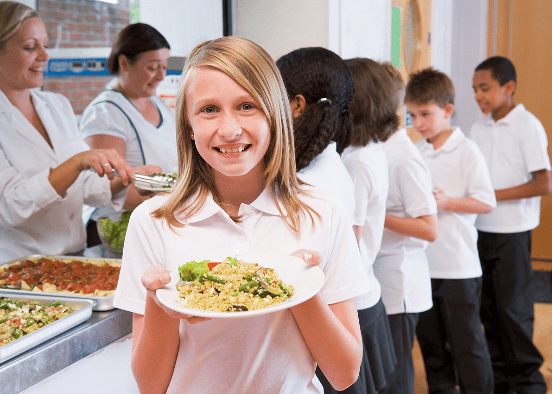 A student gets lunch at a cafeteria