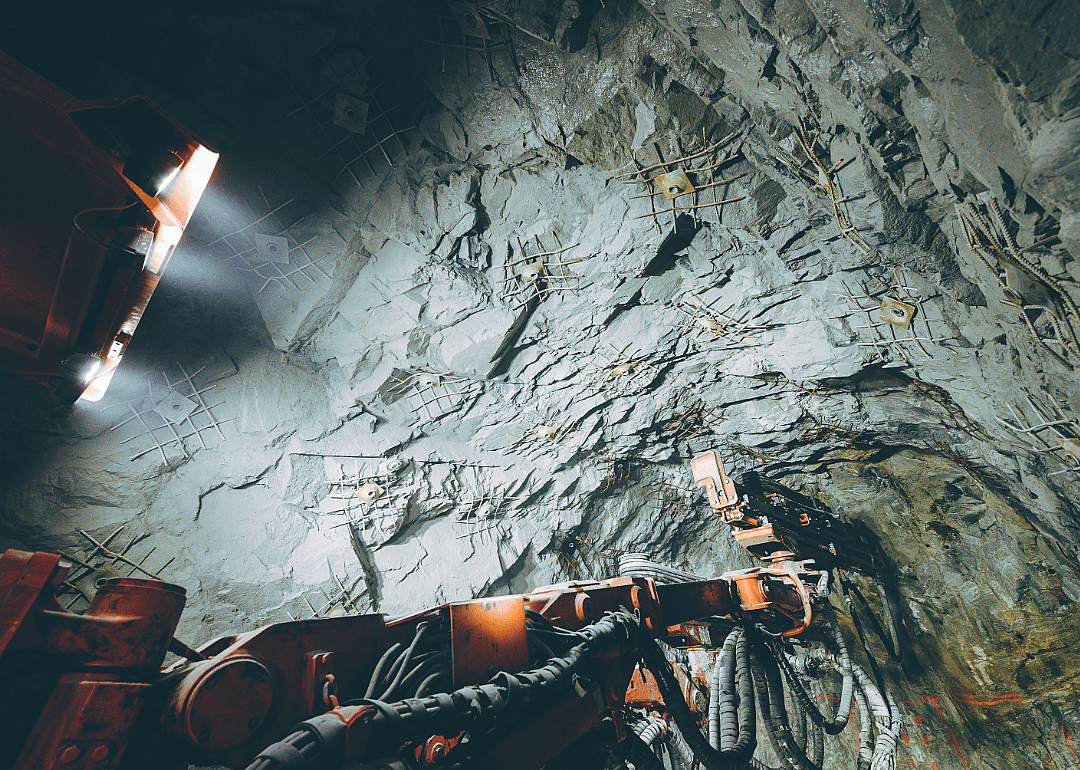 Mining machine tool at work