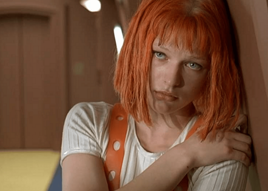 Milla Jovovich with orange hair.