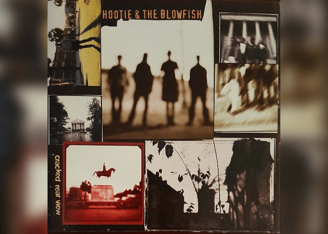 Blurred out silhouettes of the band and other pictures in a collage.
