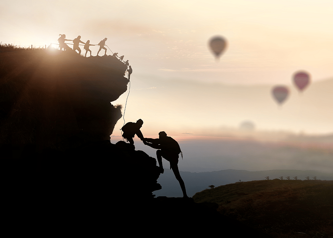Men climbing.