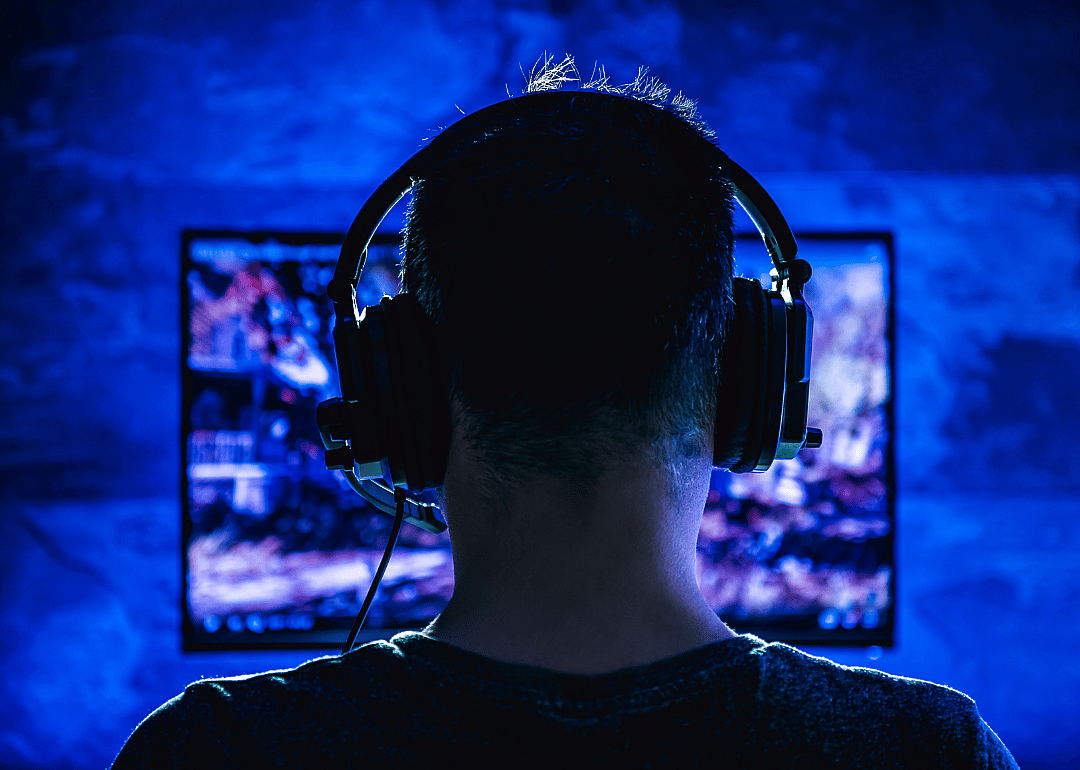 Man playing a video game.