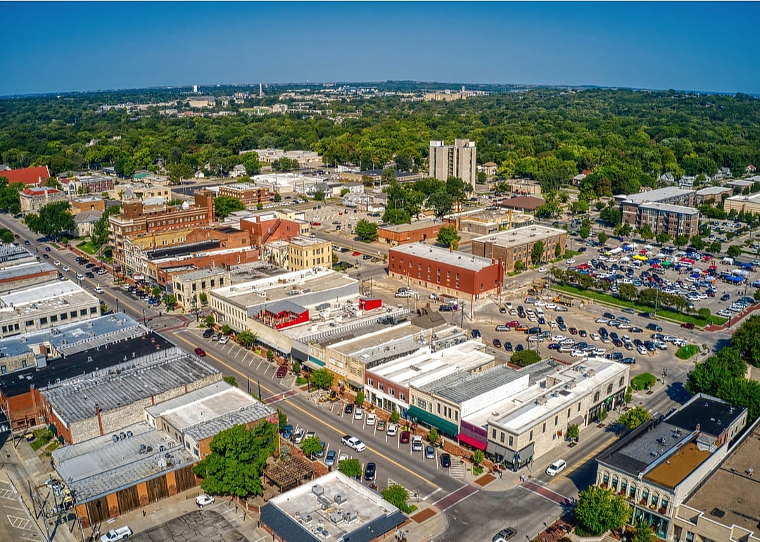 Aerial view of Manhattan, Kansas.